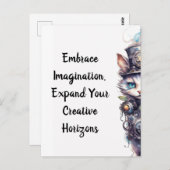 Chat 1 Kitten und top hat Aquarell Postkarte (Vorne/Hinten)