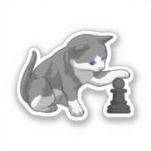 Chat am Schach mit Schachstück Bishop Aufkleber (Vorderseite)