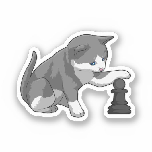 Chat am Schach mit Schachstück Bishop Aufkleber (Vorderseite)