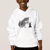 Chat am Schach mit Schachstück Bishop Hoodie (Vorderseite)
