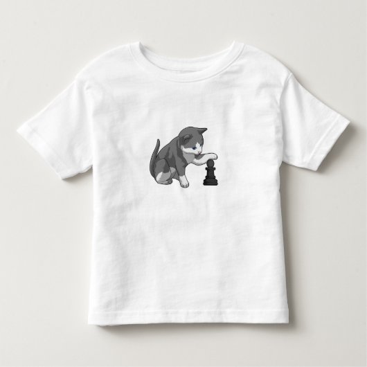Chat am Schach mit Schachstück Bishop Kleinkind T-shirt (Vorderseite)