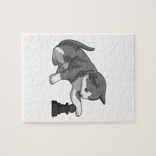 Chat am Schach mit Schachstück Bishop Puzzle (Horizontal)