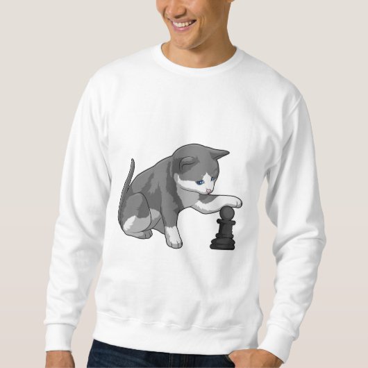 Chat am Schach mit Schachstück Bishop Sweatshirt (Vorderseite)