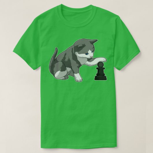 Chat am Schach mit Schachstück Bishop T-Shirt (Design vorne)