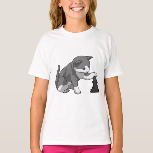 Chat am Schach mit Schachstück Bishop T-Shirt (Vorderseite)