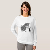 Chat am Schach mit Schachstück Bishop T-Shirt (Vorne ganz)