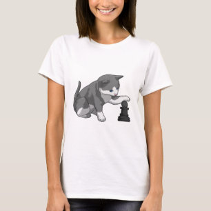 Chat am Schach mit Schachstück Bishop T-Shirt