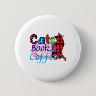 Chat Art Cats Books Coffee_2 Button