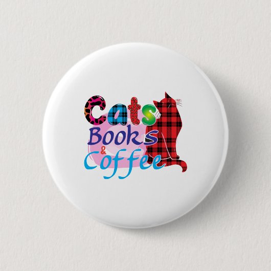 Chat Art Cats Books Coffee_2 Button (Vorderseite)