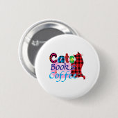 Chat Art Cats Books Coffee_2 Button (Vorne & Hinten)
