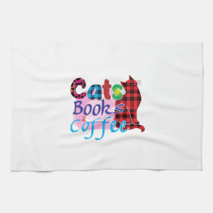 Chat Art Cats Books Coffee_2 Geschirrtuch