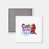 Chat Art Cats Books Coffee_2 Magnet (Vorderseite/Rückseite)