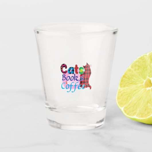 Chat Art Cats Books Coffee_2 Schnapsglas (Vorderseite)