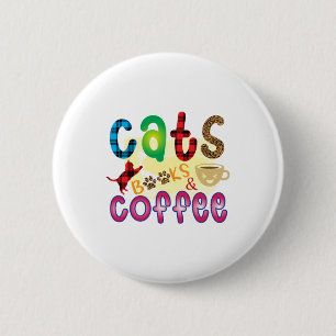 Chat Art Cats Bücher Kaffee Button