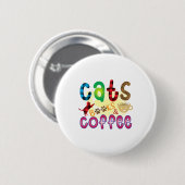 Chat Art Cats Bücher Kaffee Button (Vorne & Hinten)