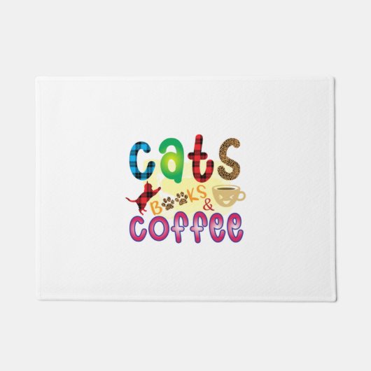 Chat Art Cats Bücher Kaffee Fußmatte (Vorderseite)