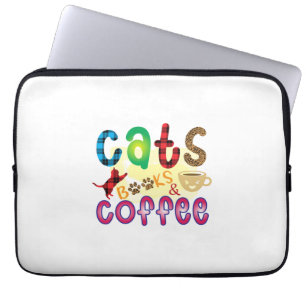 Chat Art Cats Bücher Kaffee Laptopschutzhülle