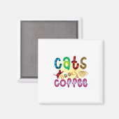 Chat Art Cats Bücher Kaffee Magnet (Vorderseite/Rückseite)
