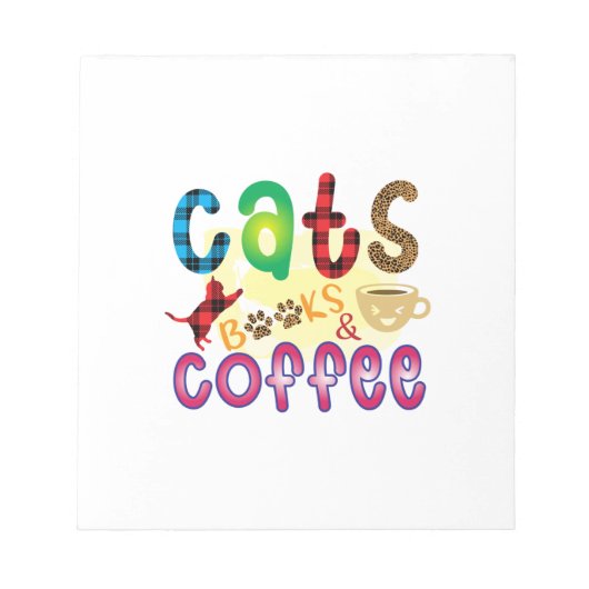 Chat Art Cats Bücher Kaffee Notizblock (Vorderseite)