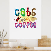 Chat Art Cats Bücher Kaffee Poster (Küche)