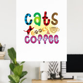 Chat Art Cats Bücher Kaffee Poster (Heimbüro)