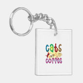 Chat Art Cats Bücher Kaffee Schlüsselanhänger (Vorderseite links)