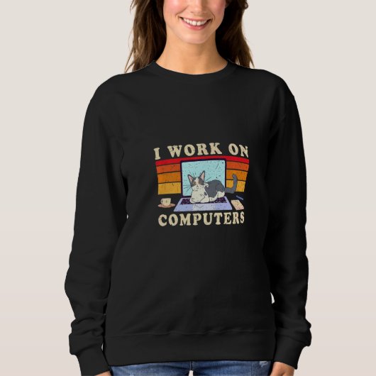 Chat auf dem Computer, auf dem ich arbeite Sweatshirt (Vorderseite)