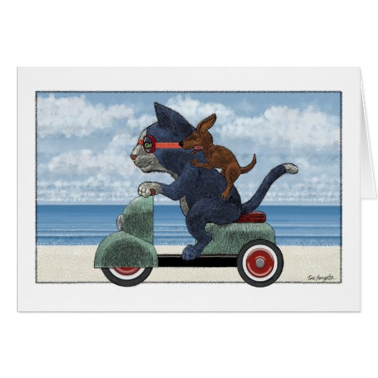 Chat avec Vespa Karte (Vorderseite (Horizontal))