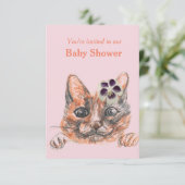 Chat Baby Dusche Einladung (Stehend Vorderseite)