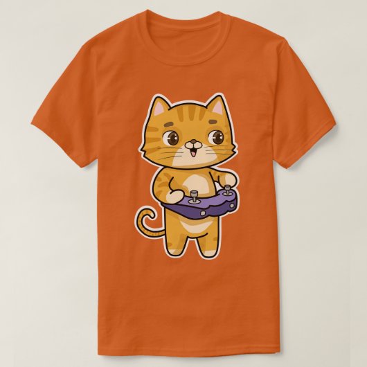 Chat beim Spielen mit Controller T-Shirt (Design vorne)