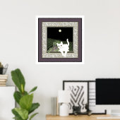 Chat Blanc, Vin et la Lune Poster (Heimbüro)