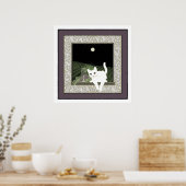 Chat Blanc, Vin et la Lune Poster (Küche)