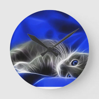 chat bleu runde wanduhr