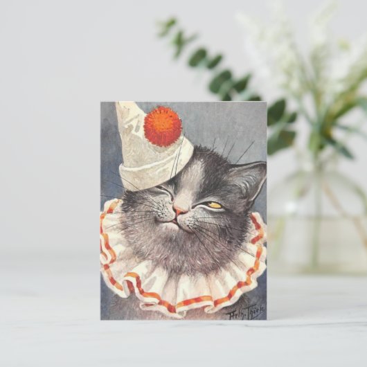 Chat Clown Postkarte (Stehend Vorderseite)