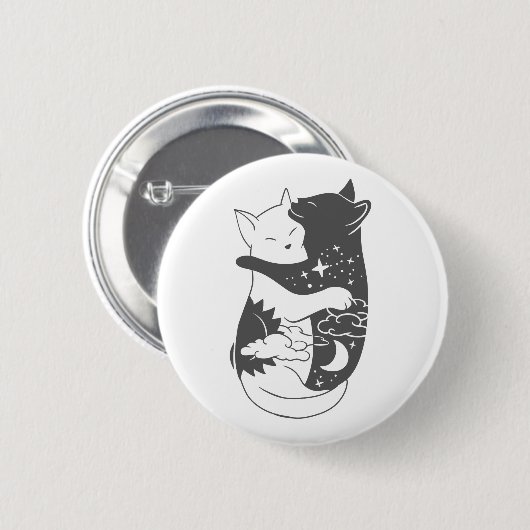 Chat Day Cat Nacht Illustration - Hintergrund ausw Button (Vorne & Hinten)