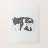 Chat Day Cat Nacht Illustration - Hintergrund ausw Puzzle (Vertikal)