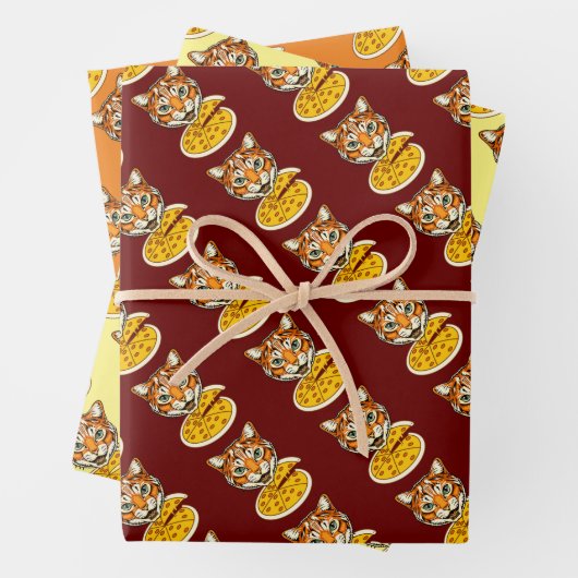 Chat Eating Pizza 3 Colour Pack Geschenkpapier Set (Beispiel)
