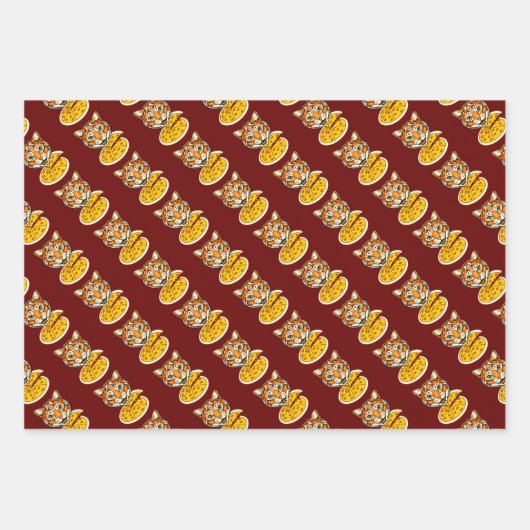 Chat Eating Pizza 3 Colour Pack Geschenkpapier Set (Vorderseite)