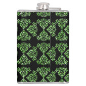 Chat Eyes Green Damask Vinyl Wrapped Flask Flachmann (Rückseite)