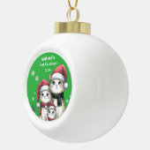 Chat Familie Erste Weihnachtsnacht Babyname hinzuf Keramik Kugel-Ornament (Rechts)