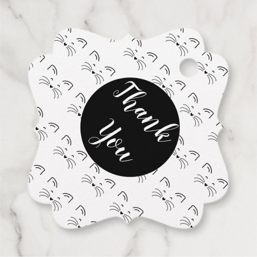 Chat-Gesicht einfache Linie Geschenkanhänger (Rückseite)