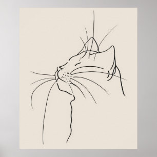 Chat Gesicht minimalistische moderne Linie Kunst Poster