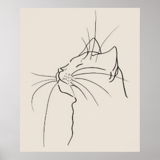 Chat Gesicht minimalistische moderne Linie Kunst Poster