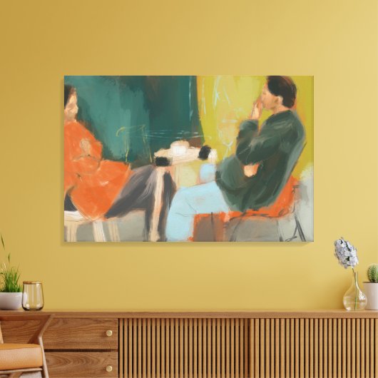 Chat im Café Malerei Leinwanddruck (Insitu (Wohnzimmer))