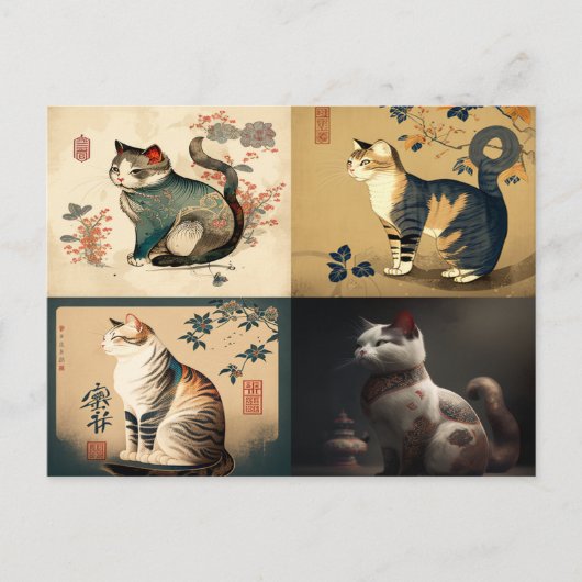 Chat im chinesischen Stil Postkarte (Vorderseite)