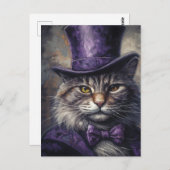 Chat in einem Lila Tophat Vintag Postkarte (Vorne/Hinten)