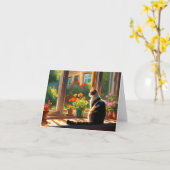 Chat in einem sonnigen Fenster Vielen Dank Karte (Gelbe Blume)