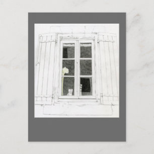 Chat in Window Postcard Postkarte