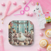 Chat-Junggeselinnen-Abschied im rosa Thema Pappteller (Party)