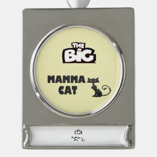 Chat-Karten, schwarz und weiß Banner-Ornament Silber (Vorderseite)